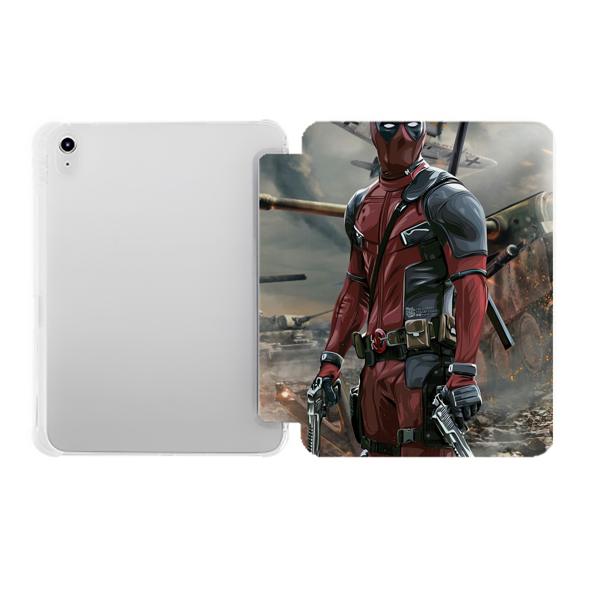 （画像用） Deadpool デッドプール IPad ケース ペン収納付き 三つ折りスタンド PUレザー×シリコン 対応機種9.5/10.5/10.9インチ